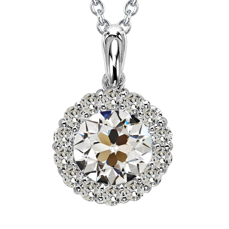 natural round diamond 7.50ct pendant front view