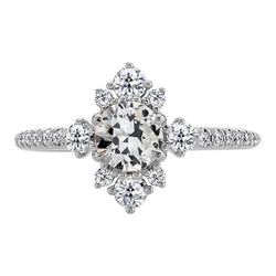 White Gold Round Mined Diamond Old Cut Wedding Ring 4 Carats