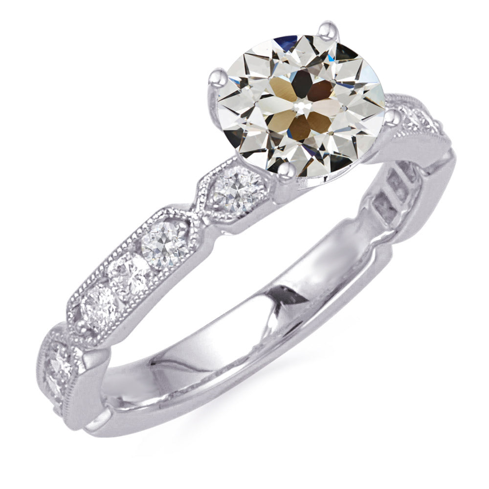  Lady’s Unique Style White Sparkling Weeding Engagement White gold  White Gold Round Old Cut Diamond Anniversary Ring