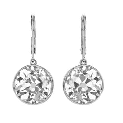 White Gold Round Old Cut Diamond Drop Hoop Earrings 5 Carats