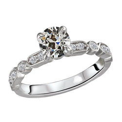 Real  White Gold Round Old Cut Diamond Engagement Ring 4 Carats