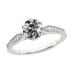 White Gold Round Old Cut Natural Earth Mined Diamond Ring 2.75 Carats Ladies Jewelry