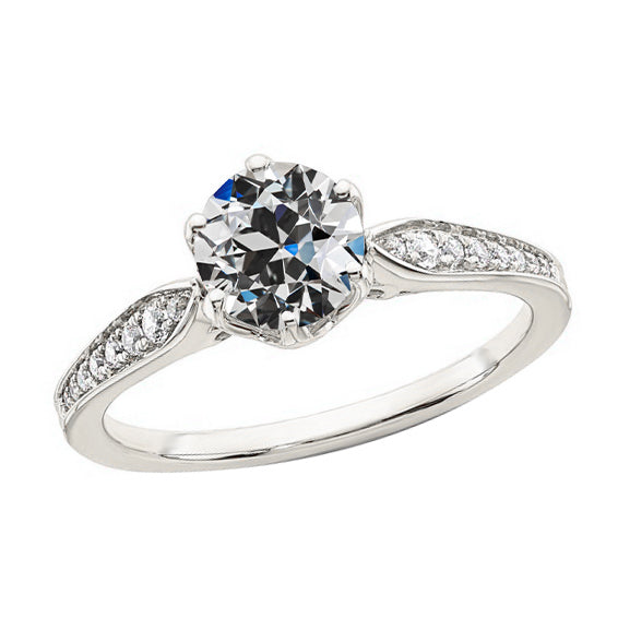 Wedding Anniversary Unique  White Gold Old Miner Cut Diamond Ring Ladies Jewelry