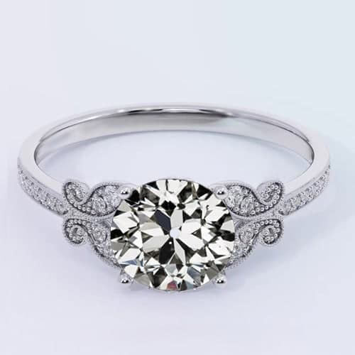 White Gold Round Old Cut Diamond Ring