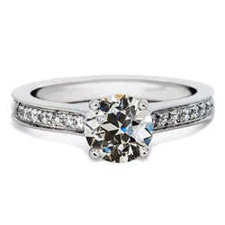 White Gold Round Old Mine Cut Genuine Natural Earth Mined Diamond Wedding Ring 3 Carats Jewelry