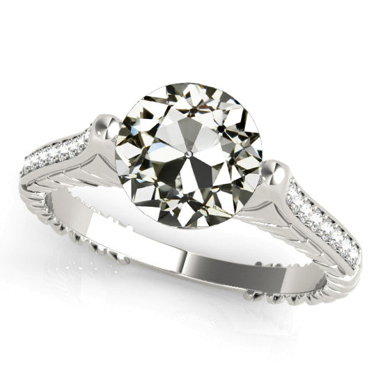 Wedding Anniversary Womans  White Gold Old Miner Diamond Anniversary Ring