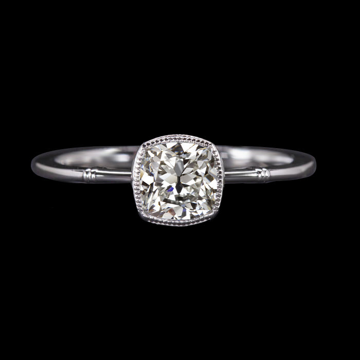 Princess Cut Style White Gold Solitaire Old Miner Diamond Ring