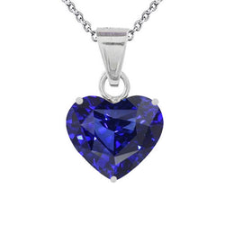 White Gold Solitaire Pendant Heart Ceylon Sapphire Necklace 4 Carats