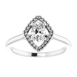 White Gold Solitaire Ring Oval Old Mine Cut Natural Earth Mined Diamond 2.25 Carats