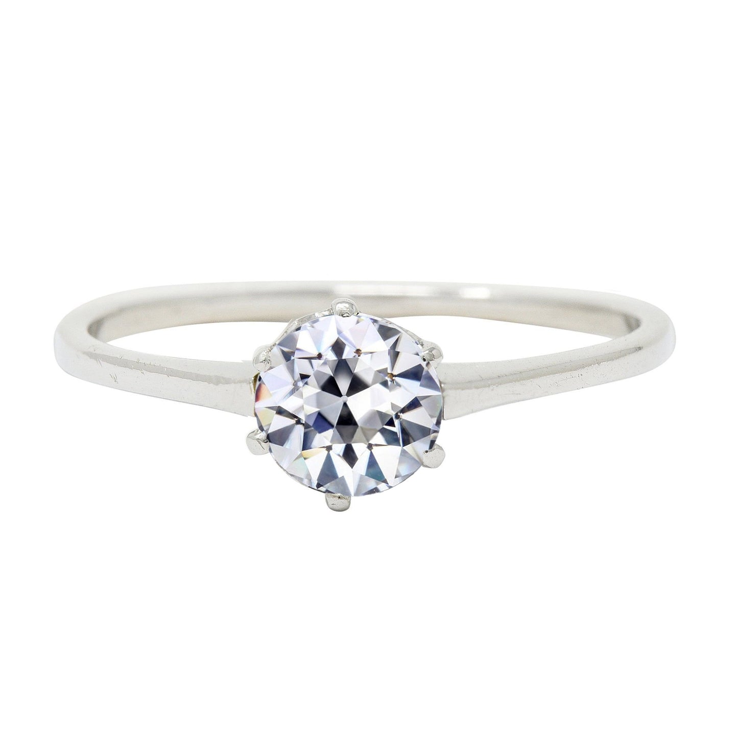 New Design Old Miner White Gold Solitaire Ring Round 6 Prong Set