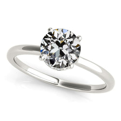 White Gold Solitaire Ring Round Old Miner Diamond 2 Carats Jewelry