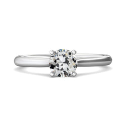 White Gold Solitaire Round Old Cut Diamond Engagement Ring 1.50 Carats