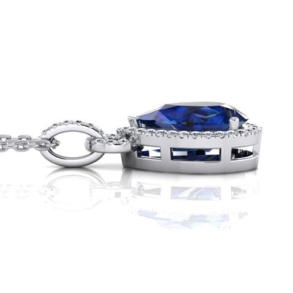 6.65 Ct. Pendant Necklace 14K Pear Tanzanite With Round Diamonds