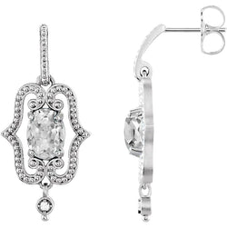 White Gold Vintage Style Diamond Drop Earring Oval Old Cut 4.50 Carats