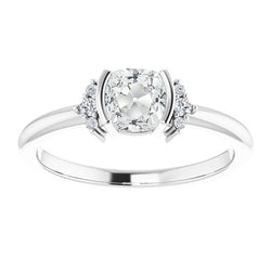 White Gold Wedding Ring Old Miner Genuine Natural Earth Mined Diamond Half Bezel Set 2 Carats