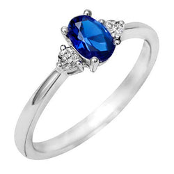 White Oval Ceylon Blue Sapphire Diamond 4.50 Carats Ring