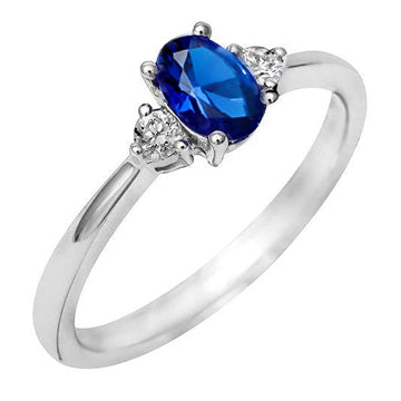 Stylish White Oval Ceylon Blue Sapphire Diamond  Ring  