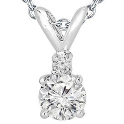 White Round Diamond Pendant Necklace 2.25 Carat White Gold 14K