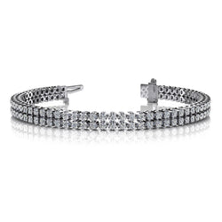 White Gold 14K Double Row Round Cut 6 Carats Lab Grown Diamonds Bracelet