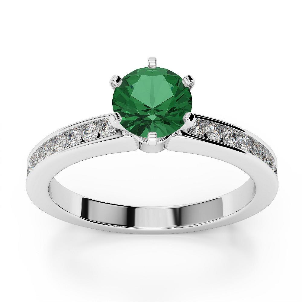 White Gold 14K 3.40 Ct Colombian Green Emerald And Natural Earth Mined Diamonds Engagement Ring New