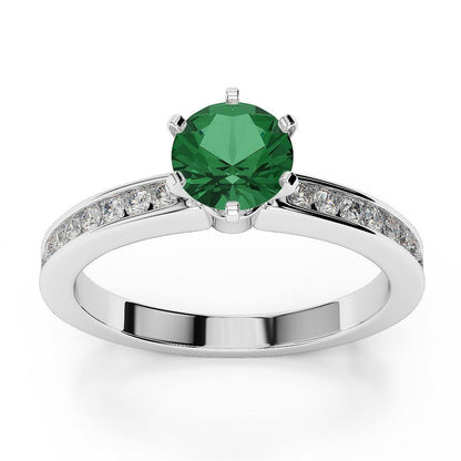 White Gold 14K 3.40 Ct Colombian Green Emerald And Natural Earth Mined Diamonds Engagement Ring New