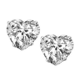 White Gold 14K Heart Cut Lab Grown Diamond 3 Carats Stud Women Earrings