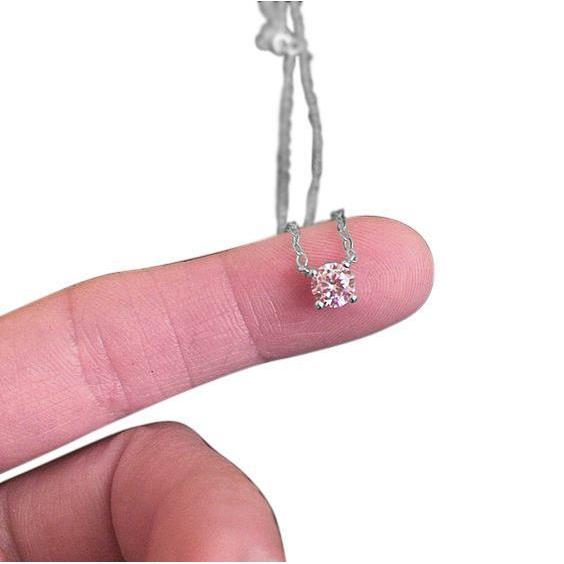 White Gold 1 Carat Round Solitaire Natural Diamond Pendant Necklace