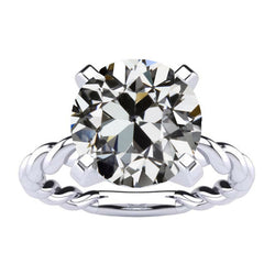 White Gold 3 Carats Old Miner Real Diamond Engagement Ring Twisted Shank