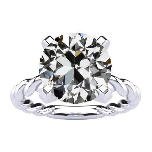 White Gold Big 7 Carats Old Miner Lab Grown Diamond Engagement Ring Twisted Shank
