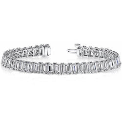 White Gold Emerald Lab Grown Diamond Tennis Bracelet Jewelry 30.40 Ct