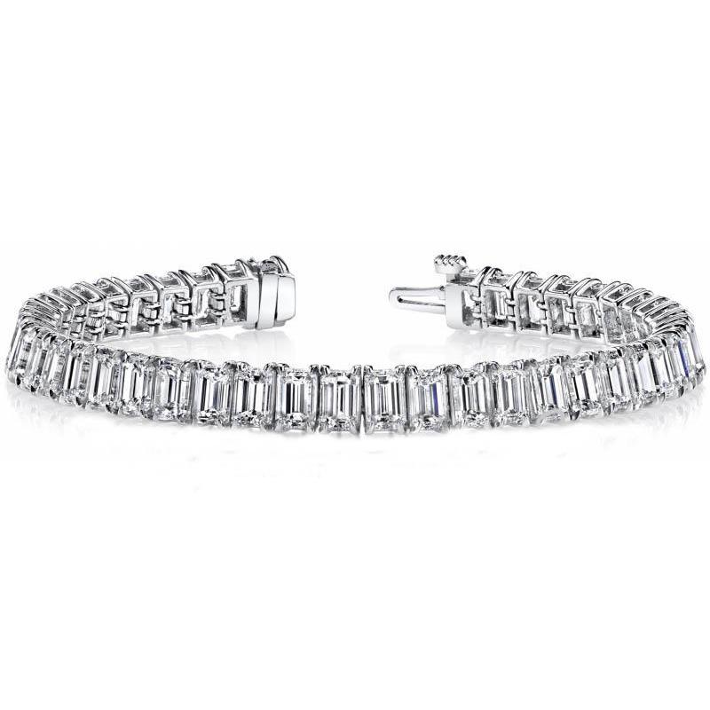 White Gold Emerald Diamond Tennis Bracelet Jewelry 30.40 Ct Tennis Bracelet
