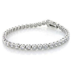 White Gold Fine Jewelry 12 Ct Round Cut Lab Grown Diamond Tennis Bracelet