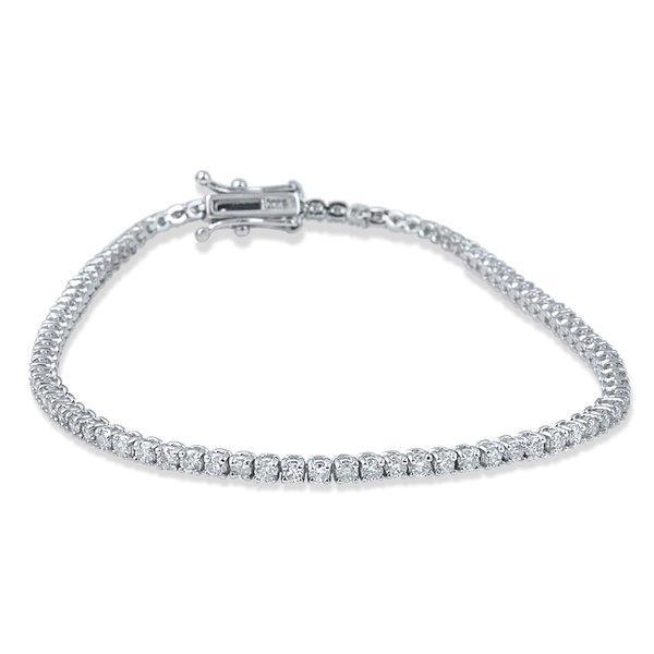White Gold Round Cut Lab Grown Diamond Tennis Lady Bracelet 7 Ct