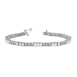 White Gold Round Natural Diamond Bezel Set Tennis Bracelet 6 Carats