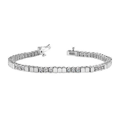 White Gold Round Lab Grown Diamond Bezel Set Tennis Bracelet 6 Carats