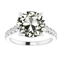 White Gold Round Old Mine Cut Natural Earth Mined Diamond Anniversary Ring 10 Carats