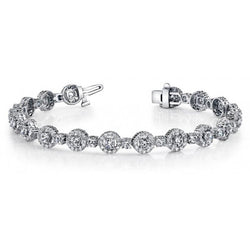 White Round Lab Grown Diamonds Tennis Bracelet Gold 9.40 Carats