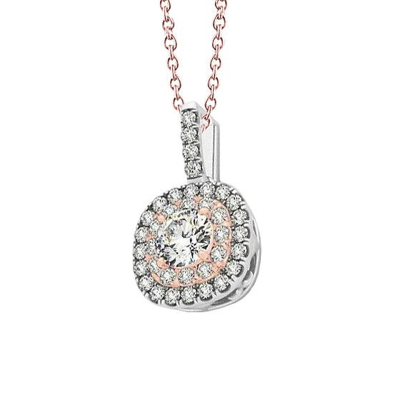 White and Rose Gold Round Natural Earth Mined Diamond Without Chain Pendant 1.25 Carats Necklace New