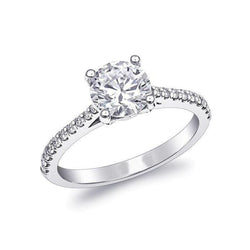 Women Cathedral Setting Round Diamond Engagement Ring 2.50 Carats