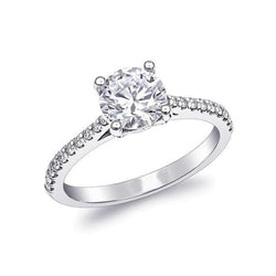 Women Cathedral Setting Round Natural Earth Mined Diamond Engagement Ring 2.50 Carats