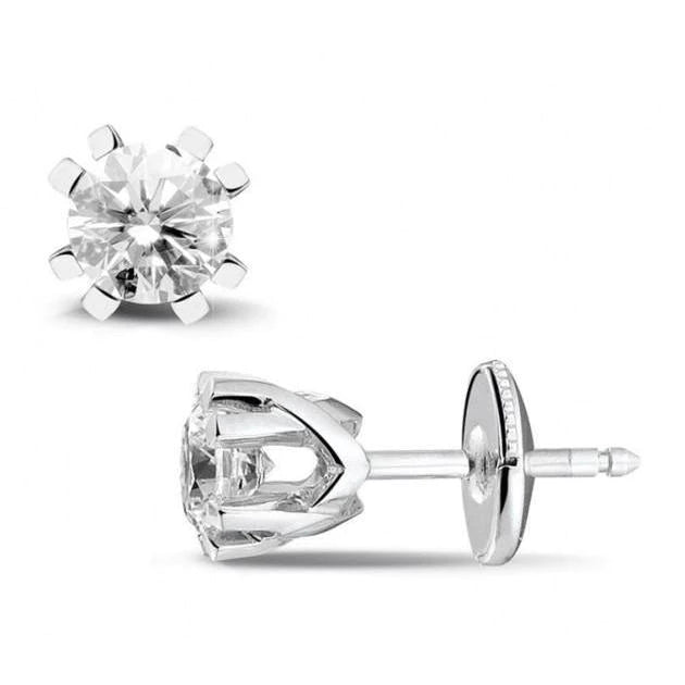 Women Criss Cross Lady’s White Gold Round Anniversary Stud Earrings