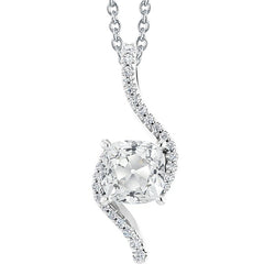 Women Diamond Pendant Slide Round & Cushion Old Mine Cut 4.50 Carats