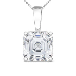 Asscher Cut Women Solitaire Diamond Pendant 2 Carat White Gold 14K