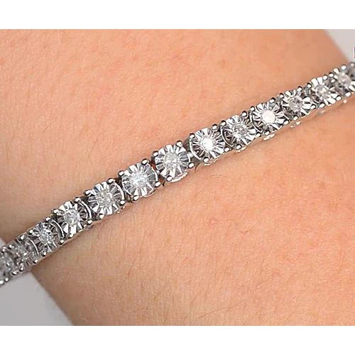 Women Diamond Tennis Bracelet 5 Carats White Gold 14K Diamond Cut Mounting