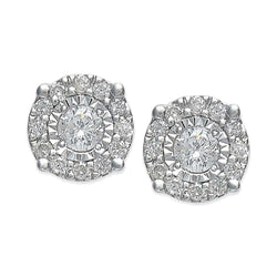 Women Halo Stud Earrings 2.70 Ct Round Natural Earth Mined Diamond Cut Mounting