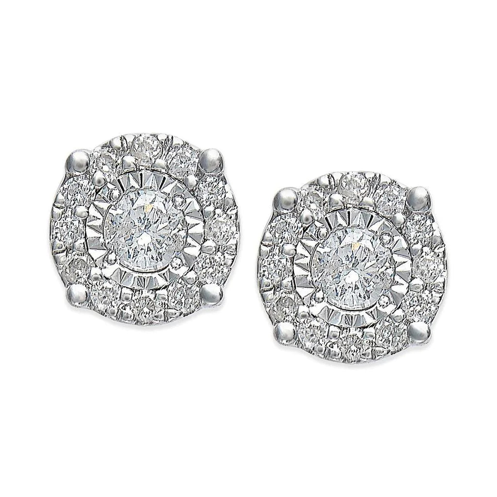 Women Halo Stud Earrings 2.70 Ct Round Diamond Cut Mounting