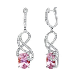 Women Jewelry Pink Kunzite Diamond Lever Back Earring 21 Carats