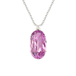 Women Kunzite And Natural Earth Mined Diamond Necklace Pendant 20.20 Ct. White Gold 14K