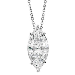 Women Marquise Cut Diamond Necklace Pendant 2 Carats White Gold 14K