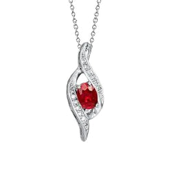Women Necklace Pendant 1.70 Carats Ruby With Diamonds White Gold 14K